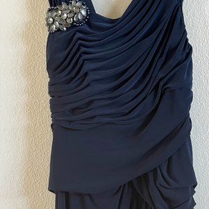 Adrianna Papell Navy Knee Length Evening Dress